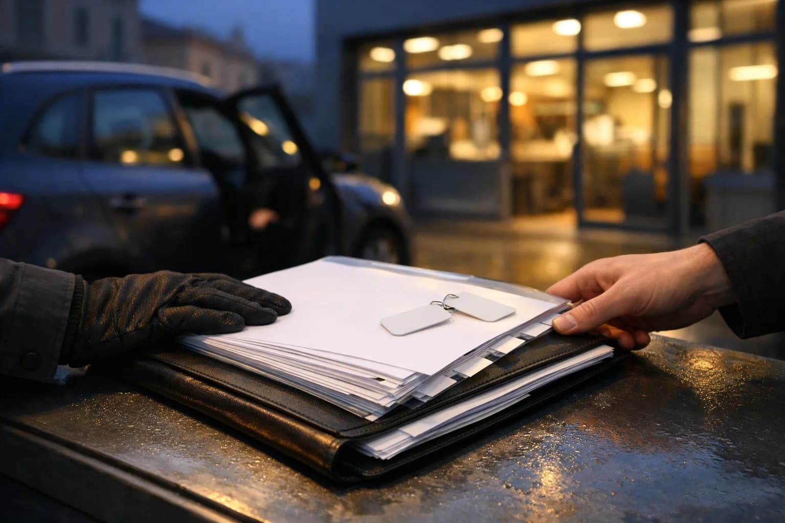 Operatore di noleggio a lungo termine che spiega quando spetta l'auto sostitutiva al cliente